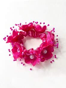 1件装女士春夏新款纯色仿布花朵发圈，适合海滩、夏威夷度假、日常佩戴、丸子头造型、节日、派对、送礼、秋季穿搭，发绳马尾辫头饰 - 彩色 - 查看 16