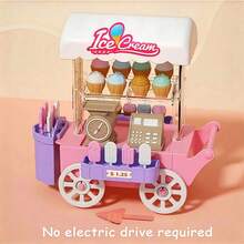 عربة بيع آيس كريم وبسكويت دونات لعب للأطفال مع إضاءة، مشهد مصغر واقعي DIY، مجموعة ألعاب منزلية تعليمية، هدية إبداعية لأطفال من عمر 3-6 سنوات في عيد الميلاد والكريسماس