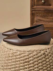 MonaNise 女士尖头时尚低帮平底鞋，户外休闲装，紫色、香槟色、红色、黄色、黑色 - 咖啡棕 - 查看 5