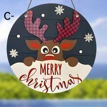 4 Stücke Weihnachtsstil Holzbrett Gemälde - rund, geeignet für Heimdekoration und Zusammenkünfte - perfekte Geschenkidee, Weihnachtsthemen Heimdekoration, ideal für Weihnachten - Holzschnitt-Malerei-Kreis - Übersicht 6