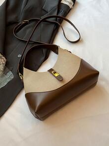 女士手提包和单肩包，时尚优雅简约商务休闲复古马鞍包，棕色 - 棕色 - 查看 3