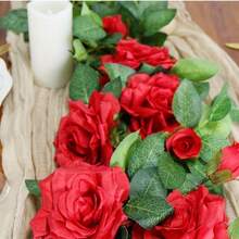 8Pcs (52ft) Artificial Rose Vine Fake Flower Garland Fake Rose Hanging Vine For Wedding Party Background Arch Garden Background Decoration