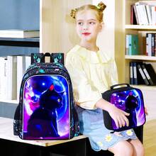 3件套儿童背包，16英寸可爱猫咪图案小学背包，幼儿园书包和午餐盒 - 雙肩背包 - 查看 7