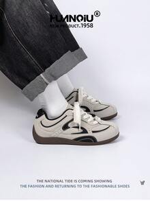 HUANQIU 2025 New Men's Shoes Men's Skateboard Shoes A Pair Of Fashionable Casual Breathable And High-Rise Home Office Outdoor Sports Shoes Multifunctional Lightweight And Comfortable Dexun Shoes Racing Shoes Casual Shoes Casual Shoes Running Shoes Gray Four-Season Shoes