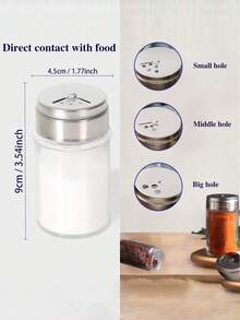 1/2/4件套盐和胡椒粉瓶套装，带可调节倾倒孔的盐和胡椒粉瓶，不锈钢盖胡椒粉罐，玻璃盐和胡椒粉瓶，厨房调味料容器