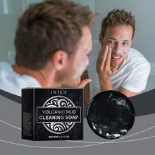 OUHOE Volcanic Mud Soap Deeply Cleanse Facial Pores Remove Blackheads Exfoliation Refreshing Not Greasy Remove Grease Impurities Rejuvenation Facial Body Cleaning Soap - Black - View 12