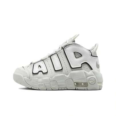  Nike Air More Uptempo“光子尘埃”皮革舒适百搭防滑减震高帮儿童篮球鞋，白色