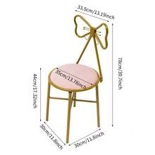 SENDERPICK Modern Pink Butterfly-Shaped Vanity Chair, Dining Chair, Makeup Chair, Butterfly Backrest Chair, 78cm Simple Metal Dressing Table Makeup Chair With Stool Velvet Chair - Màu Hồng baby - Xem 6