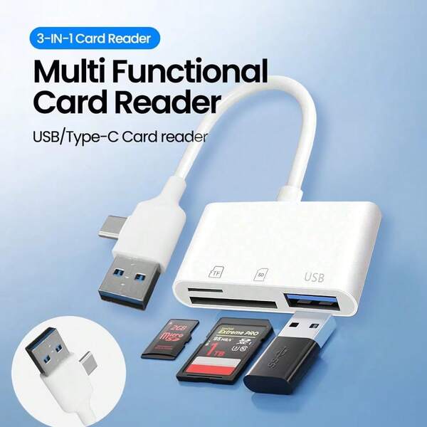 1pc Multi-Slot Card Reader, Supports SD & TF Cards, Compatible With MacBook/IPad/ 16 Pro Max/16 Pro/16 Plus/16/15, Series, Plug And Play