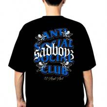 Playera 100% Algodón Peinado Cuello Redondo Modelo Anti Social x Sad Boyz El Azul de Junior H Sad Boyz Unisex