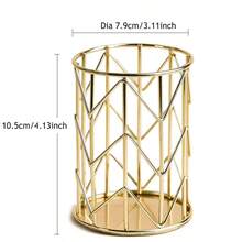Pen Holder For Desk Gold Metal Pen Holder Makeup Brushes Cup Pencil Holders Office&Home Organizer,Stationery,Back To School,Bag,Case - Single Piece - View 7