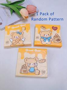 120 piezas Pañuelos faciales de 3 capas gruesos con estampado de dibujos animados, paquete pequeño, pañuelos de mano portátiles, de pulpa de madera, incluye 3 estilos de empaque al azar, adecuados para cocina, baño, hogar, uso diario - Multicolor - Ver 12