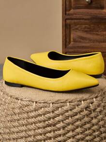 MonaNise Women's Pointed Toe Fashion Low Vamp Flats, Outdoor Casual Wear, Purple, Champagne, Red, Yellow, Black