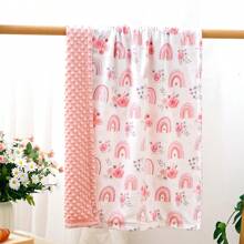 1 Stück Baby Decke für Jungen und Mädchen, weiche Plüsch Minky Decke mit doppelter Lage gepunktetem Rücken für Kleinkinder, mehrfarbig Muster 30 x 40 Zoll (75 x 100 cm)