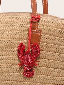 1pc Handmade Beaded Cartoon Lobster, Crab, Shell Animal Keychain Bag Charm - Multicolor - View 4