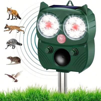 1PC Solar Soundwave Technology Animal Repeller,  Animal Repeller, Motion Detection, Flashlights, Dog Cat Repellent, Squirrel, Raccoon, Skunk, Rodent, Fox, Deer, Bird Deterrents For Outside
