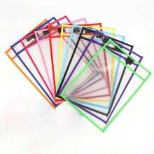 6 件/10 件可重复使用干擦口袋、超大白板口袋、透明塑料保护膜、教师学校教室用品 - 彩色 - 查看 11