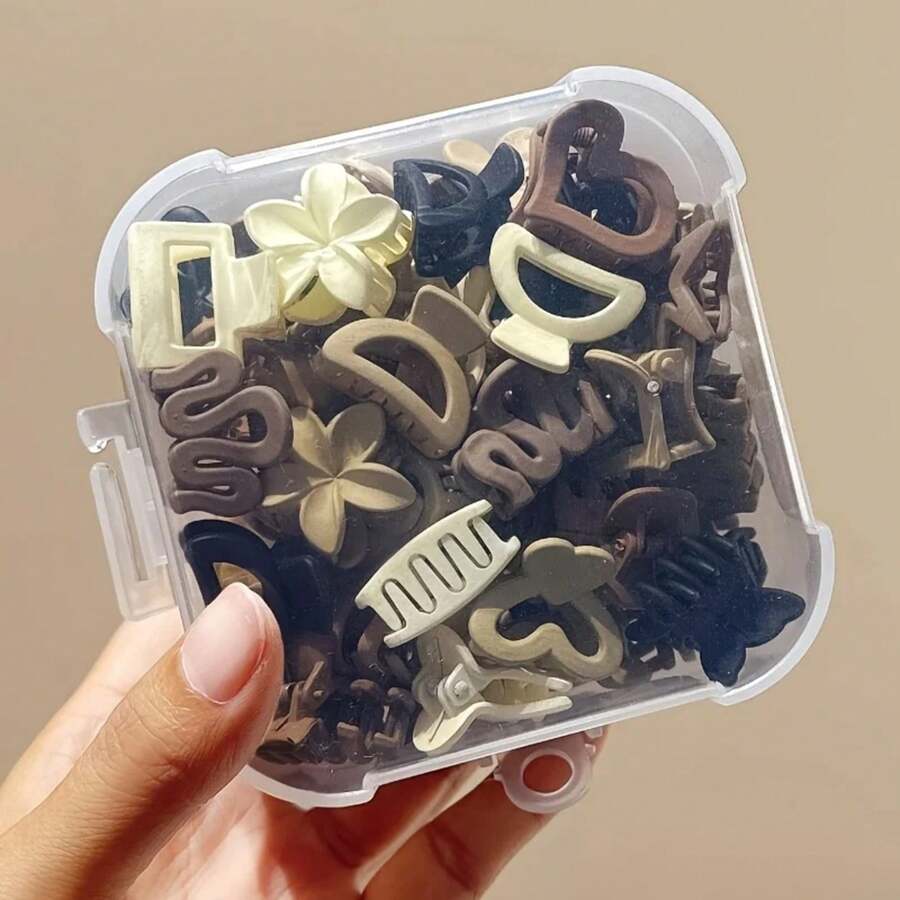 Paquete mixto de 5/10/20/30 clips pequeños beige, accesorios lindos para niñas, perfectos para uso diario, ocasiones especiales o regalos de viaje - Marrón 5 piezas - Ver 1