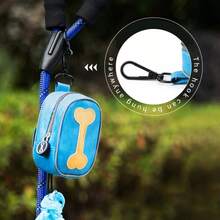 Hands-Free Sky Blue Portable Poop Bag Dispenser Clip With 4 Rolls (60 Bags) Included - Blue Floral Print Dog Waste Bags Holder For Travel, Walking, Pet Clean Up