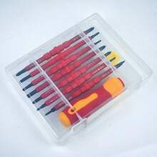7-In-1 Multi-Function Electrician's Screwdriver Set, Dual-Use Multi-Size Tool Kit, Metal, No Power Required, Electric Screwdriver Set - Red - View 2