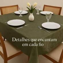 Durable And Elegant Rectangular Jacquard Fabric Tablecloth 4/6/8 Seats Luxury Promotion - 苔綠色 - 查看 2