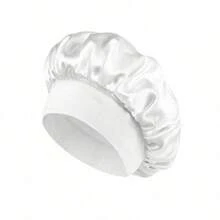 1 Stück atmungsaktive Satin-Seide Schlafkappe, elastisches breites Satin-Band Kappe für Frauen, verstellbare breite Schlafmütze geeignet für langes und lockiges Haar, mit weichem elastischem Band