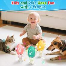 ODAPTO 电动跳舞章鱼玩具，音乐跳舞机器人，电动爬行章鱼玩具，带 LED 灯和音乐，灵活避开障碍物，同步声光，适合男孩和女孩的音乐玩具
