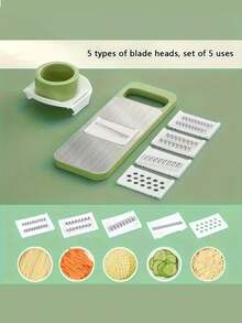七合一多功能切片机、切丝机、蔬菜捣碎机，不锈钢可互换刀片，适用于切片、切丝、切块土豆、胡萝卜、黄瓜等