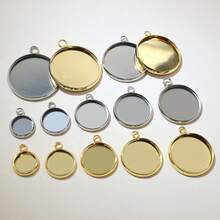 10pcs 8-30mm Inner Size Single Loop Stainless Steel Gold Color Pendant Cabochons Blank Base Tray DIY Jewelry Making Accessories Findings - Single Hanging - View 7