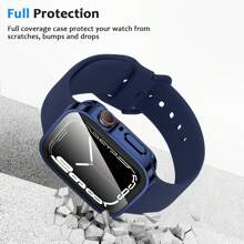 Apple Watch Case Cover, Apple Watch Screen Protector, 2 In 1 Apple Watch Case, 1pc 2 In 1 Case Compatible With Apple Watch Series 4 5 6 7 8 9 10 SE SE2 Ultra With Built-In Screen Protector, Straight Edge Hard PC Full Body Protective Cover For Apple Watch 40/41/42/44/45/46mm