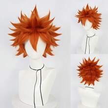 Perruque avec frange droite courte et volumineuse, perruque de cosplay unisexe pour anime, disponible en plusieurs couleurs, perruque avec frange en fibre synthétique résistante à la chaleur, apparence naturelle, haute densité, sans colle nécessaire, confortable à porter, fabriquée en fibre résistante à la chaleur, pour le quotidien, les vacances, les fêtes de Noël, les accessoires de scène, cadeau idéal - Multicolore - Voir 20