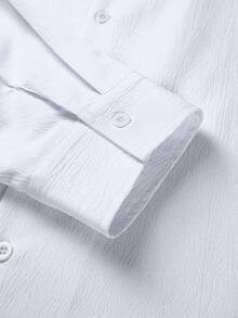 男士两件套 - 亚麻衬衫和抽绳长裤套装 | 轻盈透气休闲长袖沙滩度假套装 | 婚礼派对假日服装 | 送给丈夫、父亲的礼物，秋季服装，舒适套装 - 白色 - 查看 5