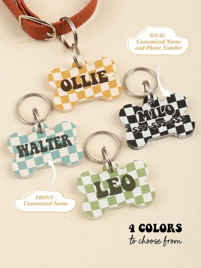Customized Vintage Plaid Dog Tag, Customized Name, Dog ID, Bone-Shaped Dog Tag, High-Quality Pet Collar, Personalized Vintage Dog Tag, And Various Color Options - The Best Choice For Dog Gifts. These Accessories Come In A Variety Of Styles, Including Fashionable, Colorful, Vintage, Cute, And Minimalist, Suitable For Anniversaries, Birthdays, And Other Occasions. Also Available Are Customized Pet Collars, Leashes, And Harnesses.