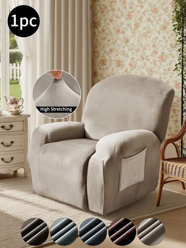 1pc Champagne Faux Fur Massage Sofa Cover, Pet Sofa Protector Pad For Autumn/Winter, Removable & Washable, Solid Color Rocking Chair/Massage Chair Slipcover, Suitable For Hotel, Living Room, Bedroom, Grey, Khaki, Dark Coffee