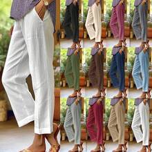 Straight Leg Linen Pants Women - 深卡其色 - 查看 2