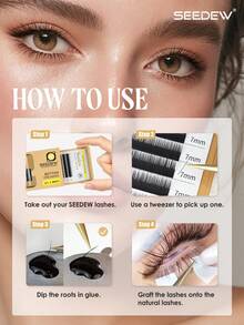 1pc 12rows J Curl Short Lashes Bottom Lash Under Eyelash Extensions 0.20mm 0.10mm 0.15mm B Curl 5mm 6mm 7mm 8mm 9mm SEEDEW Classic Individual Eyelash Extension Lashes Matte Black Professional Soft Natural - 黑色 - 查看 5