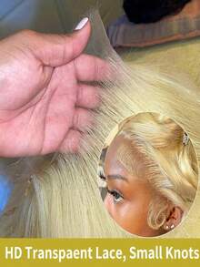 613 180 Density Kinky Curly Human Hair Wig With Baby Hair 13x4 HD Transparent Deep Wave Lace Front Wigs Human Hair Pre Plucked Bleached Knots Brazilian Virgin Blonde Glueless Wigs For Women 38inch - 金色 - 查看 6