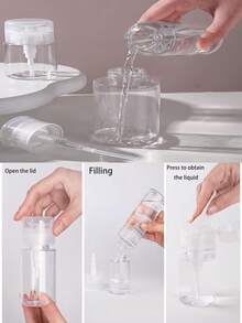 1 pieza Botella rociadora recargable blanca de 150ml, botella dispensadora portátil de viaje, estilo de bomba para envase cosmético, herramienta de maquillaje, botella para desmaquillante, champú