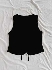 Soleia Top de tirantes informal de unicolor de verano para mujer  Lazo    Casual    TOP  Summer - Negro - Ver 2