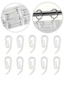 Plastic G-Shaped Curtain Hooks Home Decor Essential For Drapery Hanging Curtain Hooks Easy Installation For Doors & Windows - White - View 1
