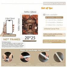 1pc, Canvas Hanging Painting, Framed Art Decoration, Ready To Hang, Wall Arts, Posters, Wall Art With Frame, Fantasy Bookstore Art, Fall Decoration, Rustic Fall Decoration, Halloween Wall Art, Vintage Halloween Paintings, Melancholic Fall Prints, Dark Preppy Fall Posters, Doorway Pumpkin Decoration, Maple Leaves, Fall, Halloween, Halloween Room Decoration, Halloween Dorm Decoration, Wall Decoration