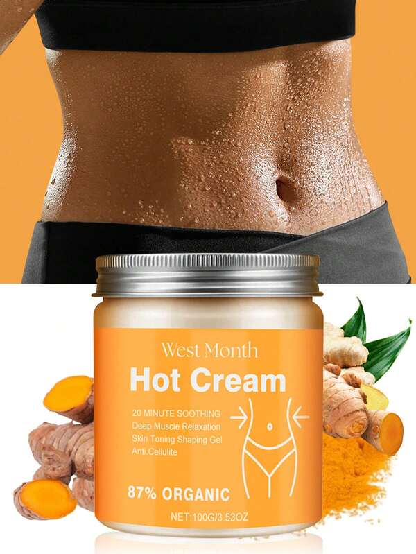 100g/3.53oz Intensive Firming Hot Cream - Moisturizes And Enhances The Elasticity Of Arms, Thighs, And Abdomen, Deeply Hydrating With Glycerin And Ginger, Suitable For All Skin Types