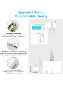 1个带双USB接口和三USB 3.0适配器的SD读卡器，用于读取SD/TF卡，兼容MacBook/iPad/15 Pro Max/15 Pro/15 Plus/15/14/13/12/11/XS/XR/8/7/6以及各种Type-C或Lightning接口的设备，即插即用。1个SD读卡器数码相机适配器，USB三合一相机适配器，适用于 14/13/12/11/X/8/7/iPad和Micro SD卡适配器。