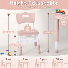 Conjunto de Mesa y Sillas para Niños Pequeños, Altura Ajustable - Escritorio Infantil Mejorado y 4 Sillas para Edades de 3 a 8 Años, Mesa Multiactividades para Niños con Superficie para Dibujar y Patrón de Mármol para Casa/Guardería/Sala de Clases - Pizarra blanca de chocolate - Ver 5