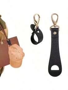 1 Outdoor Travel Hat Clip Hook Silk Scarf Buckle PU Leather Handbag Cap Clip Summer Sun Hat Storage Clip - 黑色 - 查看 3