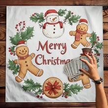 1 pezzo Telo da tarocchi decorativo con stampa di pupazzo di neve e omino di pan di zenzero, realizzato in tessuto di poliestere, ideale per la divinazione. Adatto per Natale e altre occasioni, può essere utilizzato come tovaglia o telo rituale.