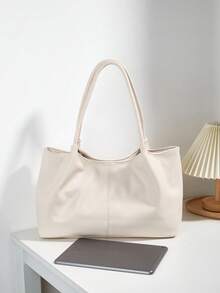 Túi xách tay nữ mới, Túi đeo vai dung tích lớn, thiết kế độc đáo, có quai xách kép đa năng, thích hợp cho kỳ nghỉ, đi làm, mua sắm và sử dụng hàng ngày - trắng - Xem 5