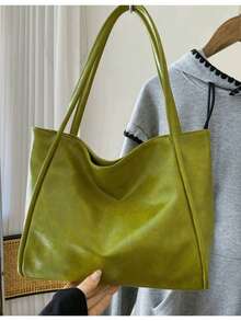 新款软皮大容量手提包，适合课堂通勤手提，独特设计单肩腋下包 - 綠色 - 查看 7