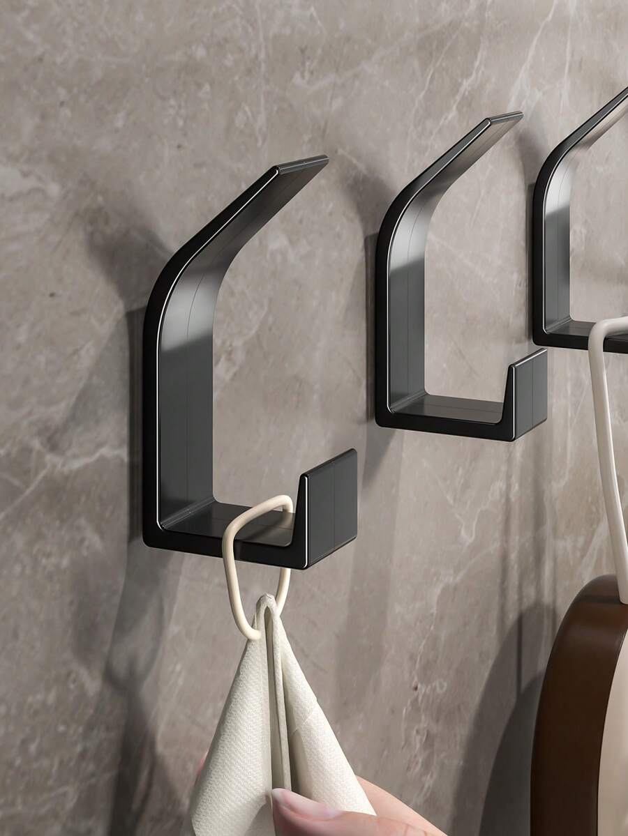 5/10pcs Bathroom Wall Hooks, No Drilling Required, Art Deco Style, Strong Adhesive Door Back Hooks, For Hanging Clothes, Hats, Handbags, Wall Hanging Household Gadgets, Home Organization Bathroom Accessories Bathroom Tools