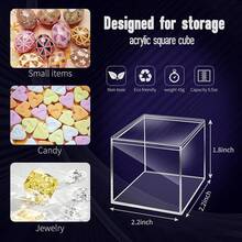 18Pack 3x3x3 Inches Acrylic Containers Clear Box With Lids For Display Acrylic Gift Box & Clear Multi Purpose Organizer Candy Storage For Cosmetics, Makeup, Jewelry, Favorhalloween - 2,2 x 2,2 x 1,8 inch - Xem 5